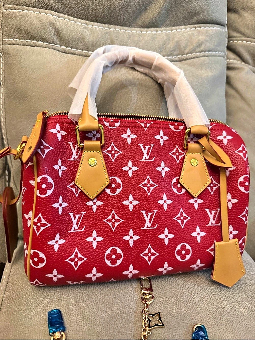Speedy Bandoulière 25 cm Monogram Empreinte Red & White Satchel